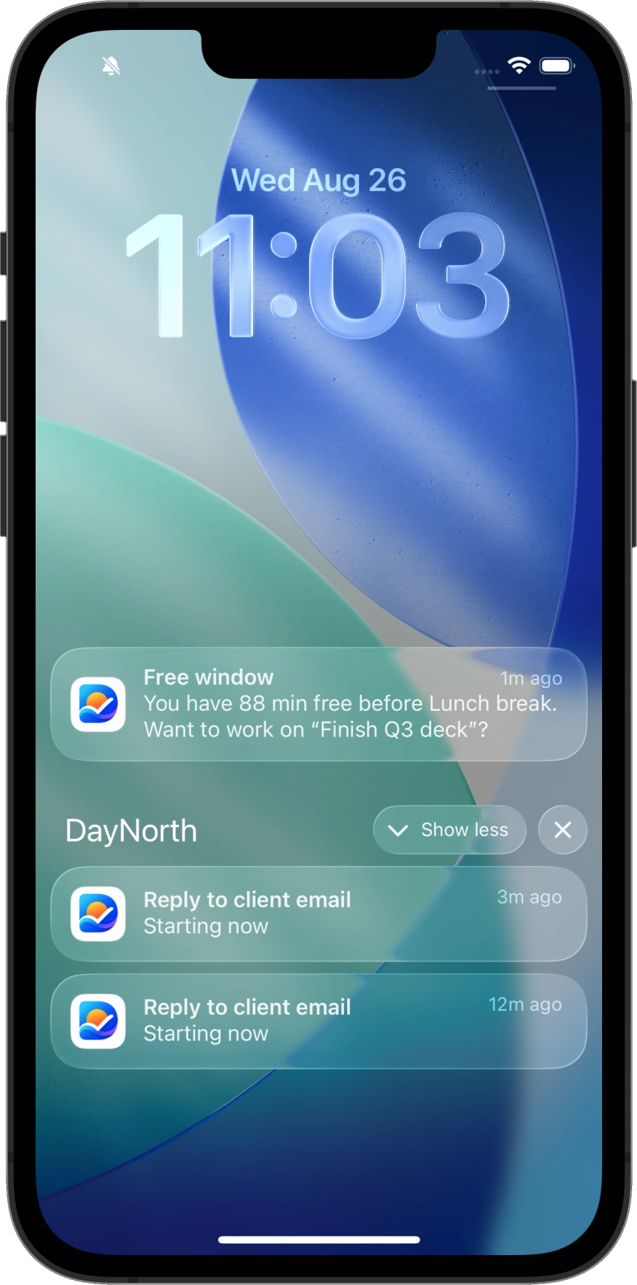 DayNorth Lock Screen notifications and free-window nudge