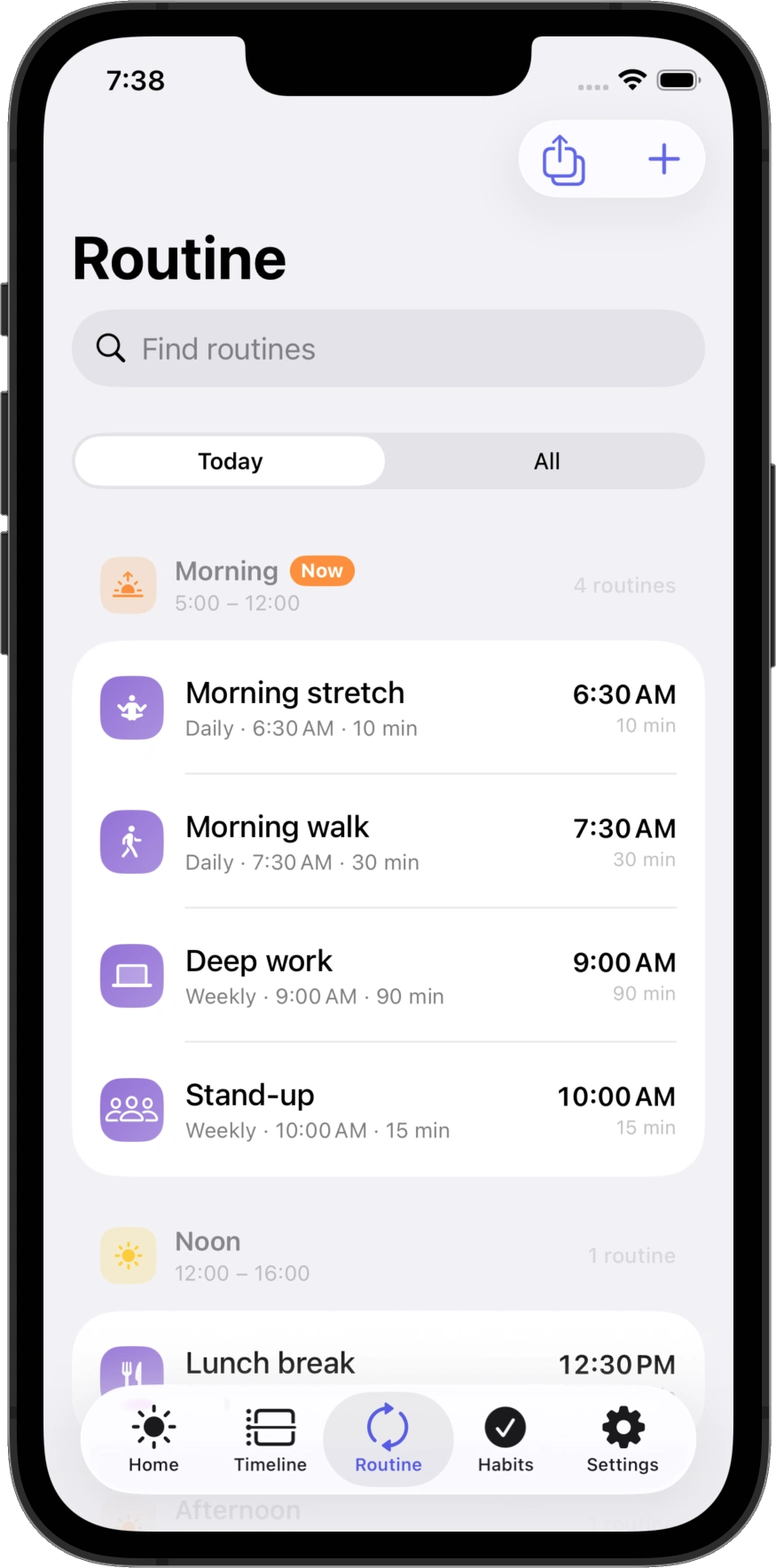 DayNorth Routine in light mode