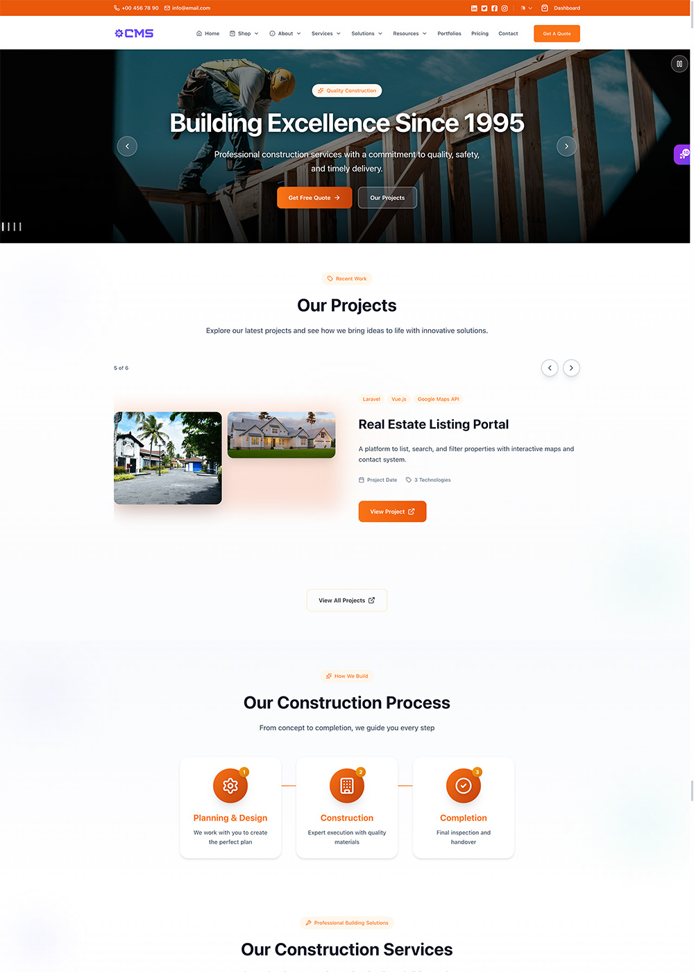 Construction homepage demo