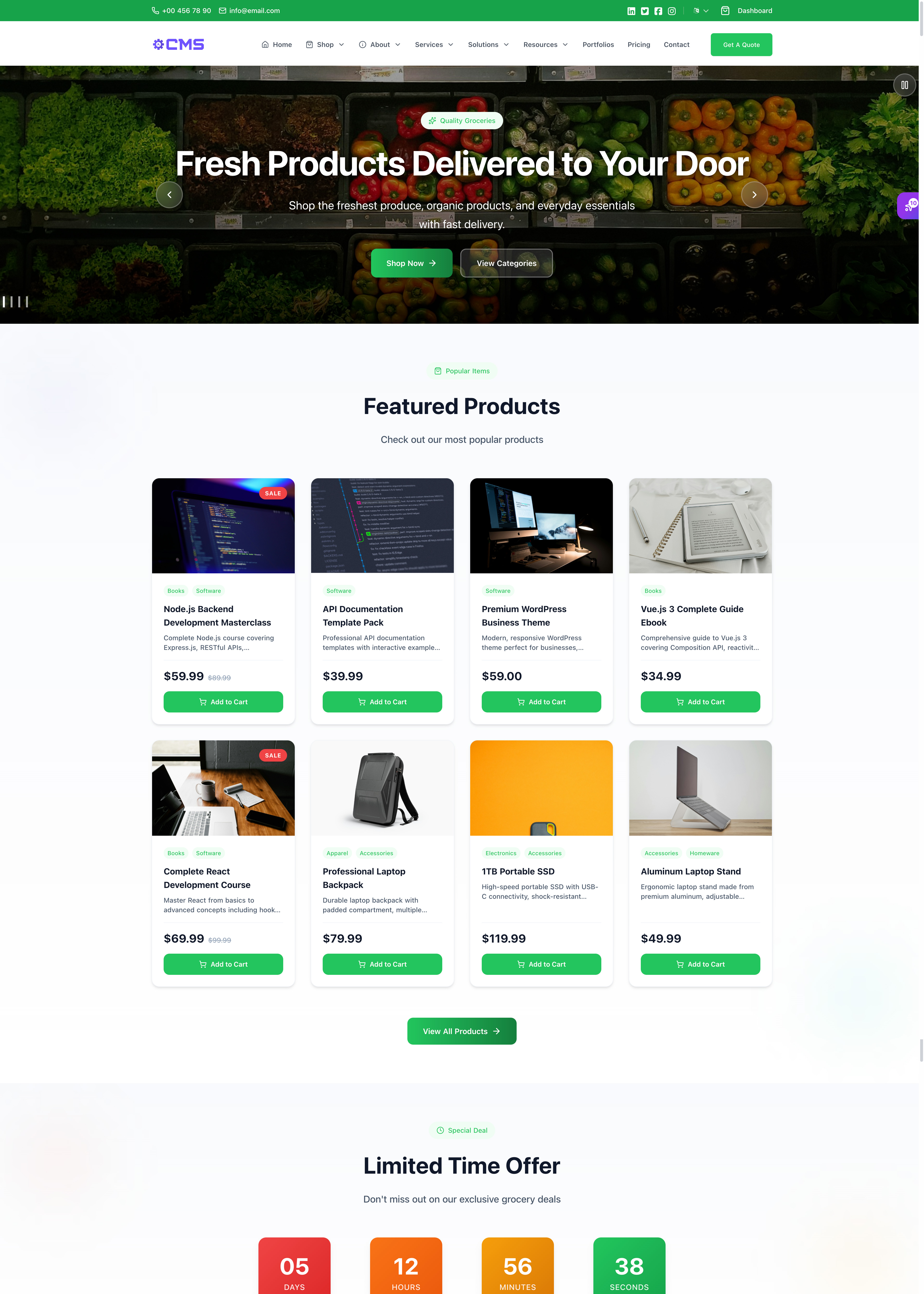 Grocery homepage demo