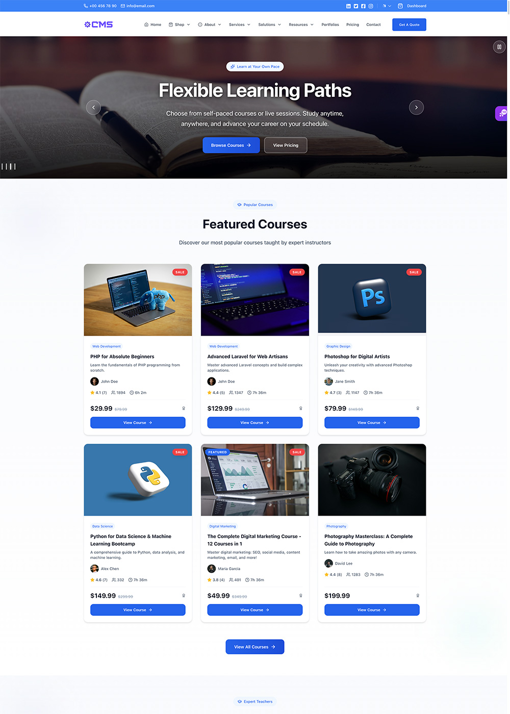 Education homepage demo