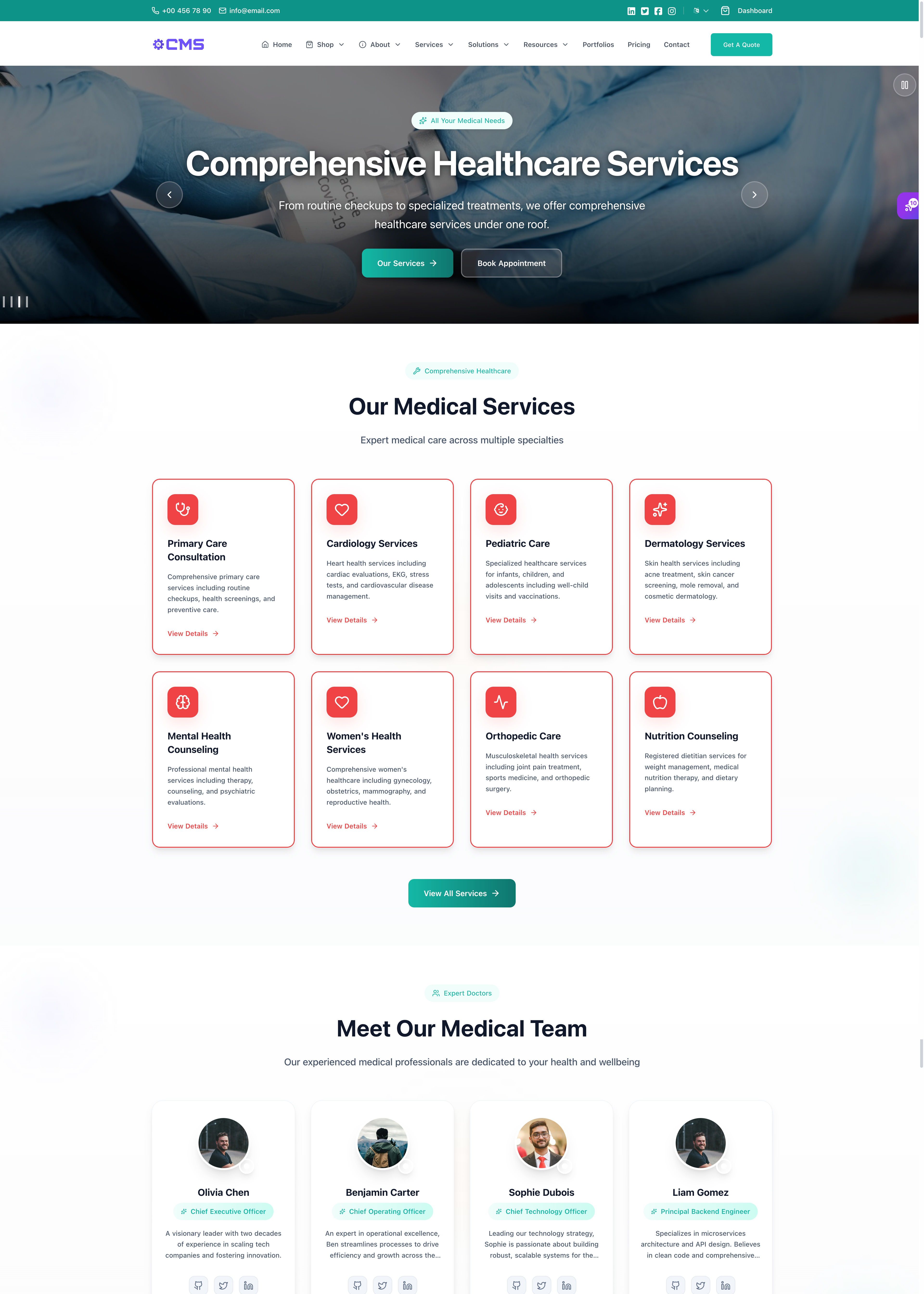 Healthcare homepage demo