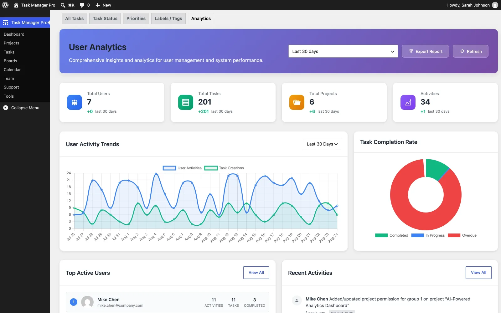 Task Manager Pro – WordPress Project Management Plugin with Time Tracking & Team Collaboration